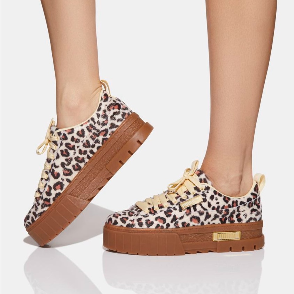 Puma Leopard Print Sneakers with Brown Soles